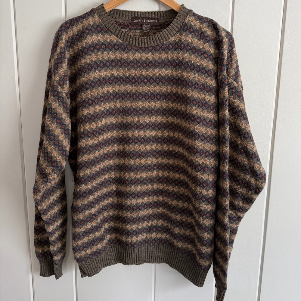 Liberty Sweaters Vintage Fair Isle Crewneck Sweater Large Made in USA